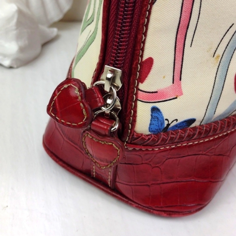 Brighton-esque Whimsical Heart Butterfly Croc-Embossed Leather Trim Purse Bag - Picture 4 of 16
